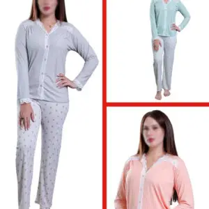 👗 بيجاما أنثوية ناعمة بالدونتيل – موديل "لمسة الدفء"